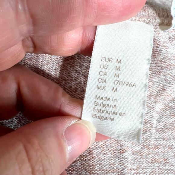 H&M Womens Knit Tunic Sweater Pullover V Neck Long Sleeves Oversized Pink Medium - Picture 8 of 10